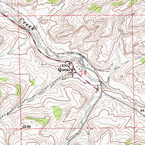 Topographic Map of Quealy, WY