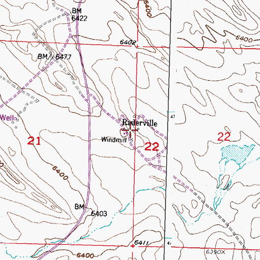 Topographic Map of Raderville, WY
