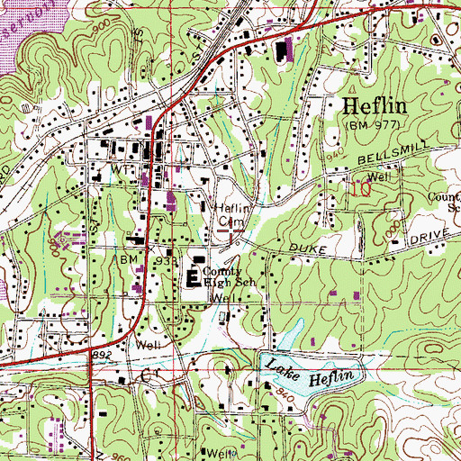 Topographic Map of Heflin Cemetery, AL