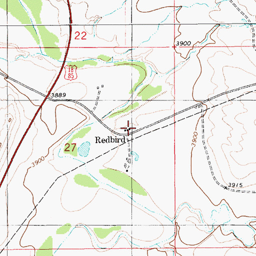 Topographic Map of Redbird, WY