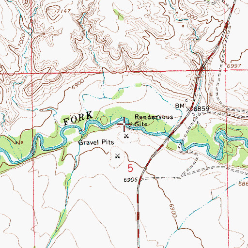 Topographic Map of Rendezvous, WY