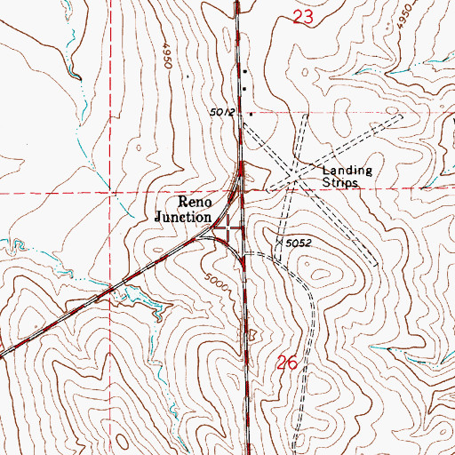 Topographic Map of Reno Junction, WY