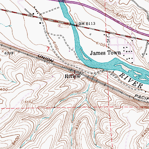 Topographic Map of Riview, WY