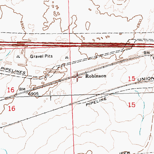 Topographic Map of Robinson, WY