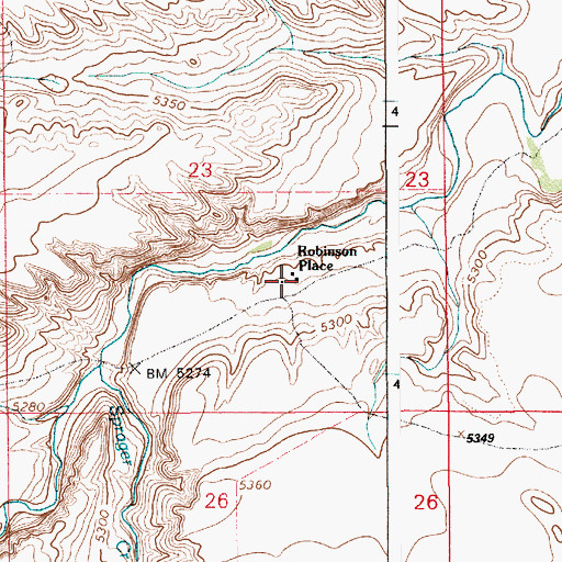 Topographic Map of Robinson Place (historical), WY