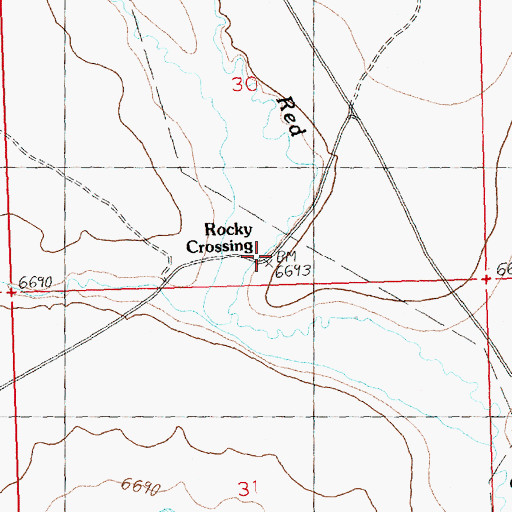 Topographic Map of Rocky Crossing, WY