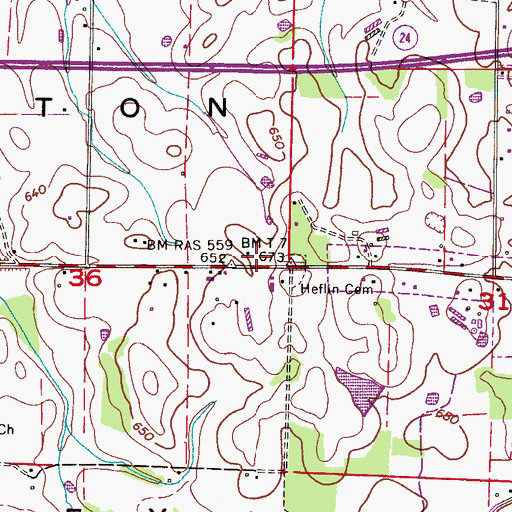 Topographic Map of Heflin Cemetery, AL
