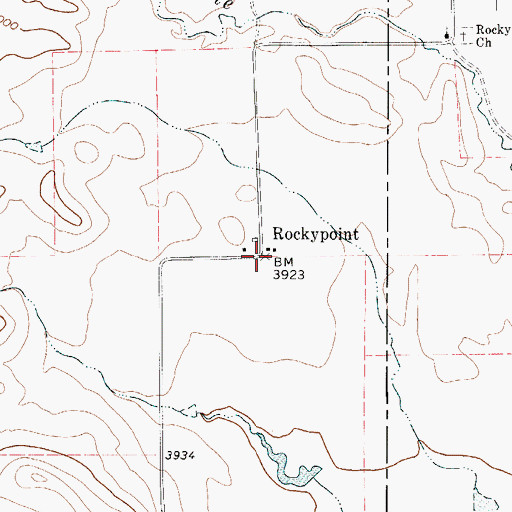 Topographic Map of Rockypoint, WY
