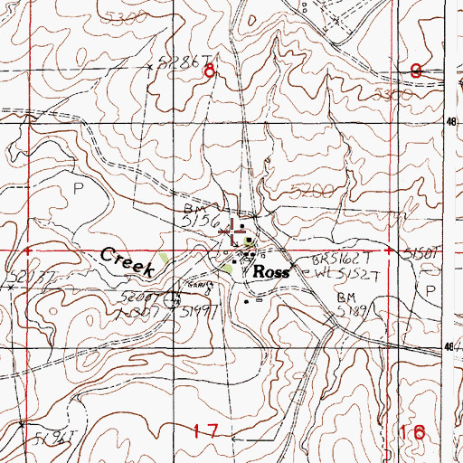 Topographic Map of Ross, WY