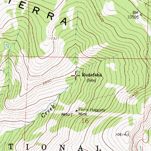 Topographic Map of Rudefeha (historical), WY