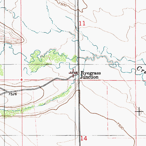 Topographic Map of Ryegrass Junction, WY