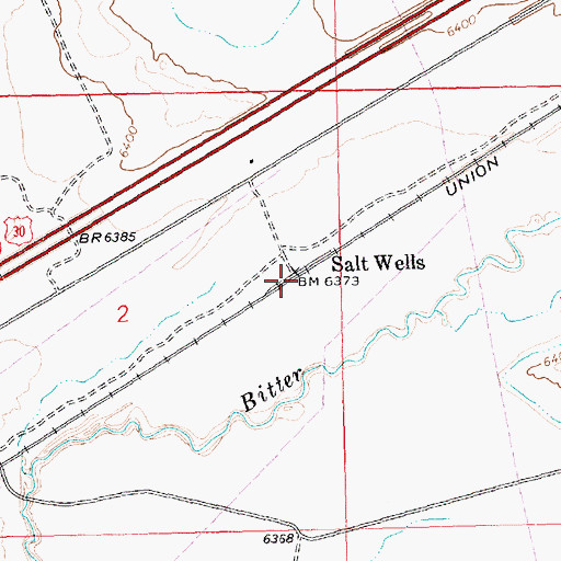 Topographic Map of Salt Wells, WY