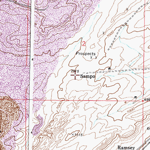 Topographic Map of Sampo (historical), WY