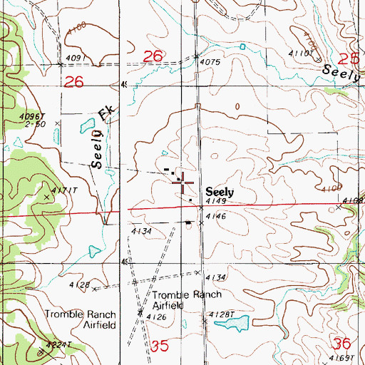 Topographic Map of Seely, WY