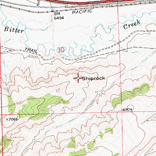 Topographic Map of Shiprock, WY