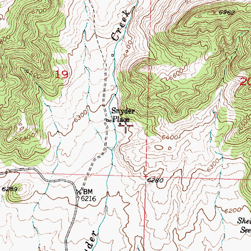 Topographic Map of Snyder Place, WY