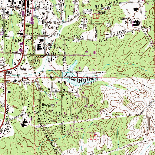 Topographic Map of Lake Heflin, AL