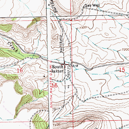 Topographic Map of South Baxter, WY