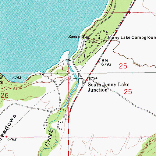 Topographic Map of South Jenny Lake Junction, WY
