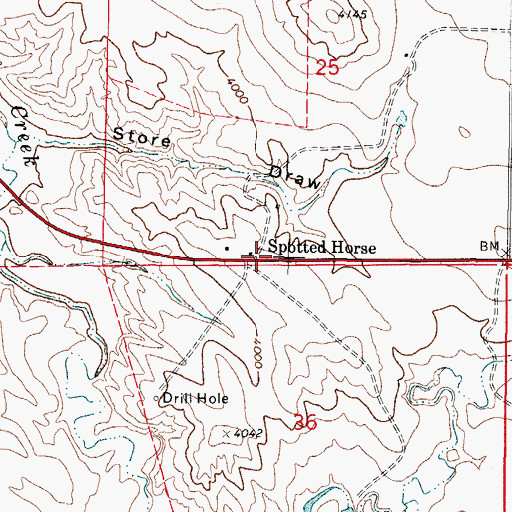 Topographic Map of Spotted Horse, WY