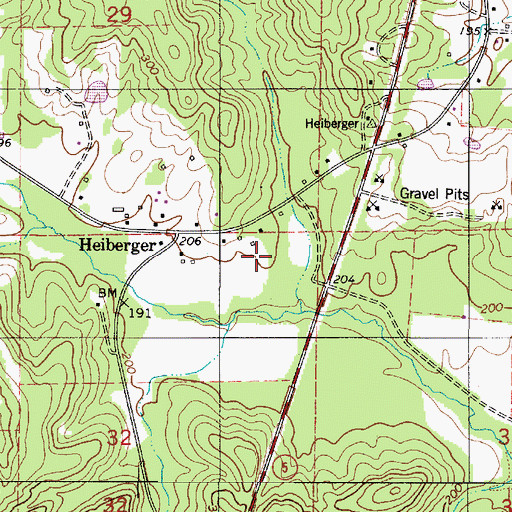Topographic Map of Heiberger, AL