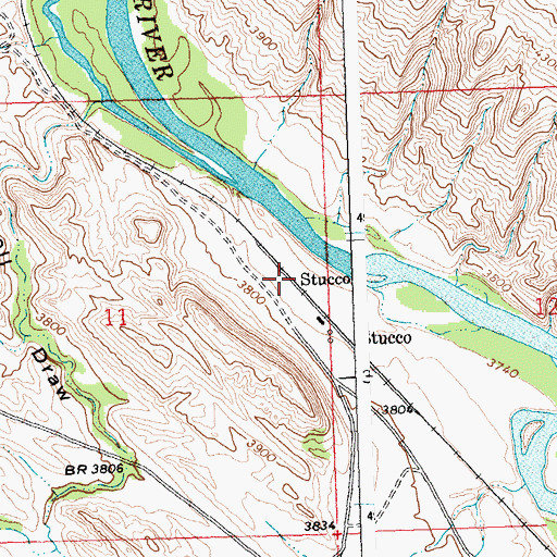 Topographic Map of Stucco, WY