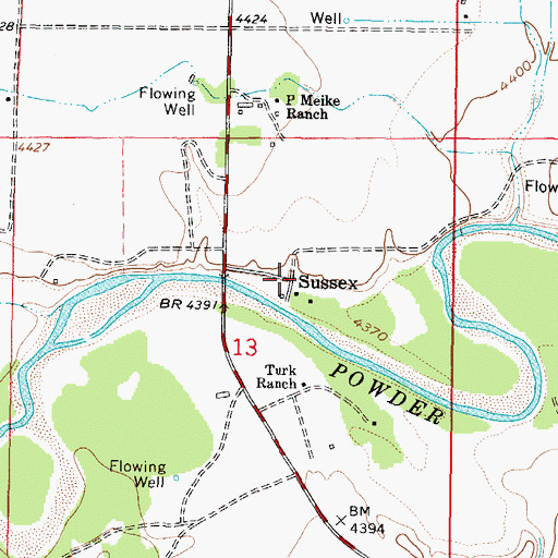 Topographic Map of Sussex, WY