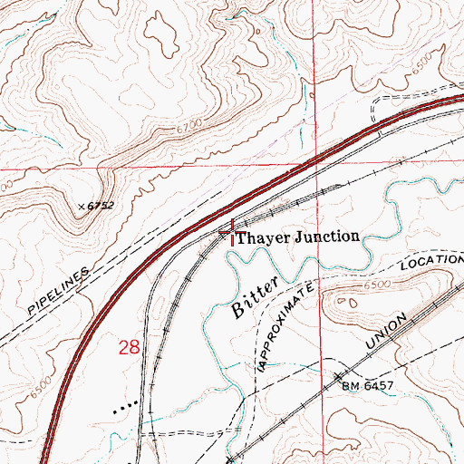 Topographic Map of Thayer Junction, WY