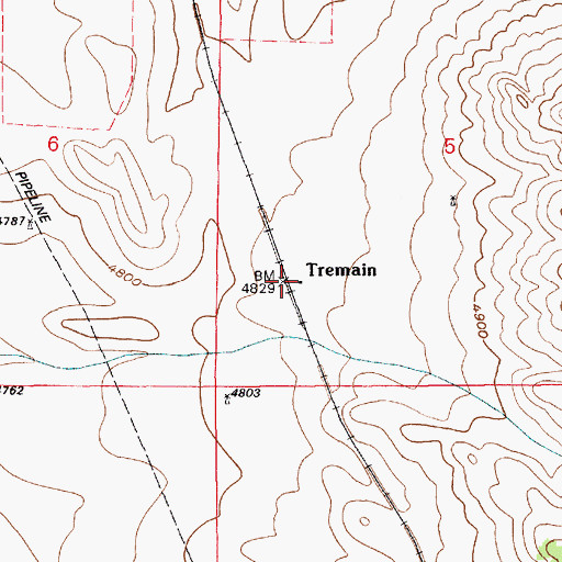 Topographic Map of Tremain, WY