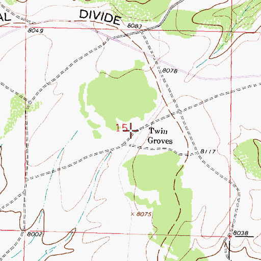 Topographic Map of Twin Groves (historical), WY