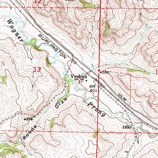 Topographic Map of Verona, WY