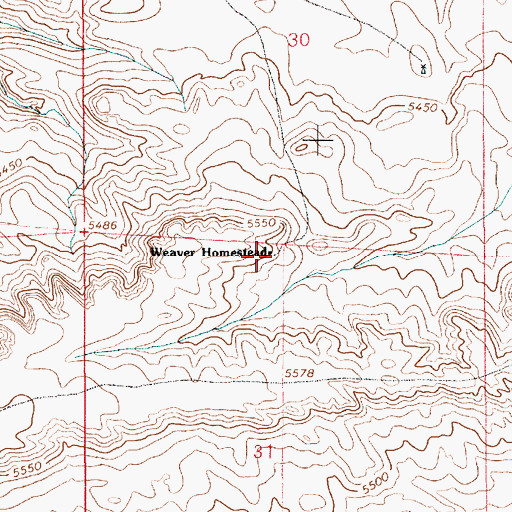 Topographic Map of Weaver Homestead (historical), WY
