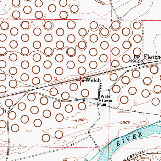 Topographic Map of Welch, WY