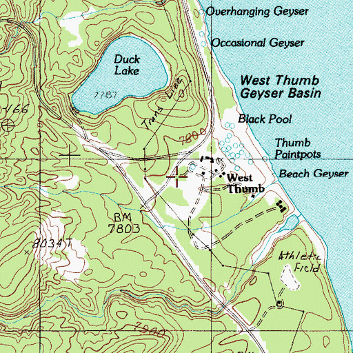 Topographic Map of West Thumb, WY