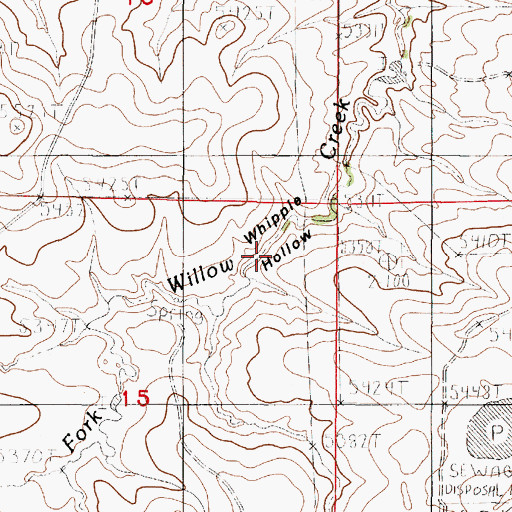 Topographic Map of Whipple Hollow, WY