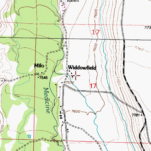 Topographic Map of Widdowfield (historical), WY