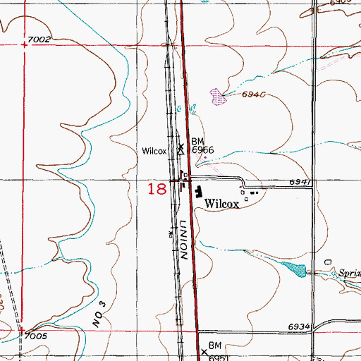 Topographic Map of Wilcox, WY