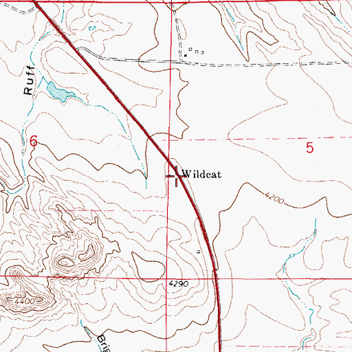 Topographic Map of Wildcat, WY