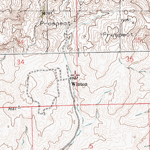 Topographic Map of Winton (historical), WY
