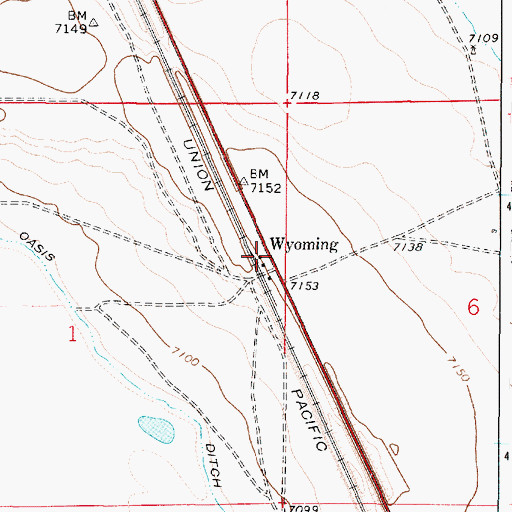 Topographic Map of Wyoming, WY