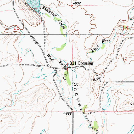 Topographic Map of XH Crossing, WY