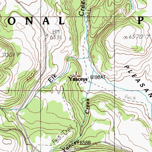 Topographic Map of Yanceys, WY