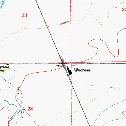 Topographic Map of Wycross, WY