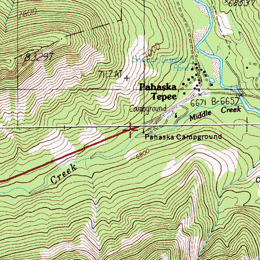 Topographic Map of Pahaska Campground, WY