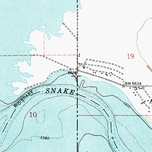 Topographic Map of Grand Canyon Boat Landing, WY