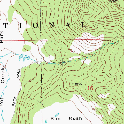 Topographic Map of Pot Creek Trail, WY