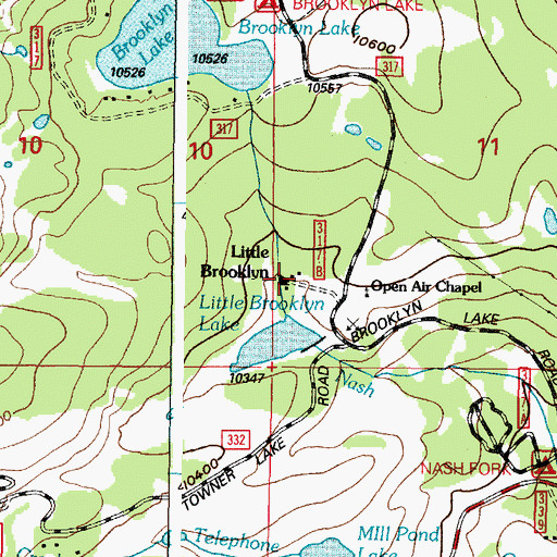 Topographic Map of Brooklyn Lake Guard Station, WY