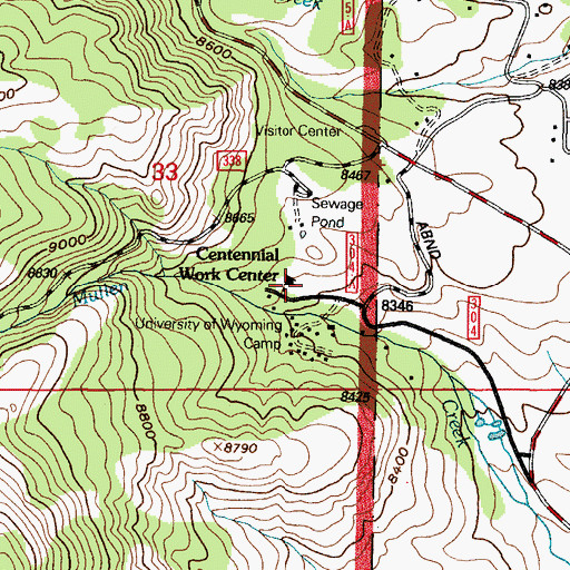 Topographic Map of Centennial Ranger Station, WY