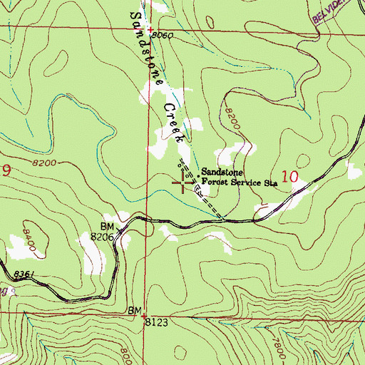 Topographic Map of Sandstone Ranger Station, WY