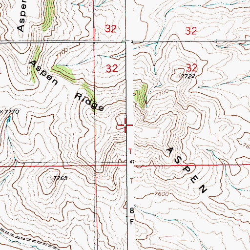 Topographic Map of Aspen Ridge, WY